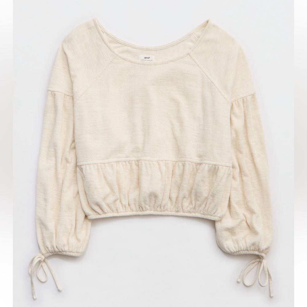 Aerie Endless Summer Cropped Sweatshirt- Heather Frost
